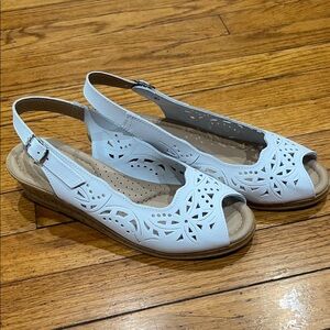 Spring Step Orella white leather slingback wedge sandals size 40